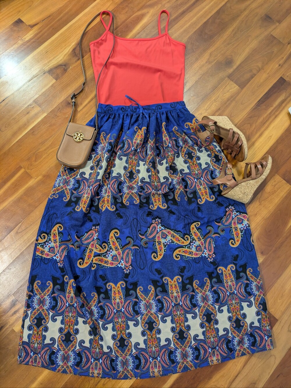 Mango Blue Paisley Print Maxi Skirt